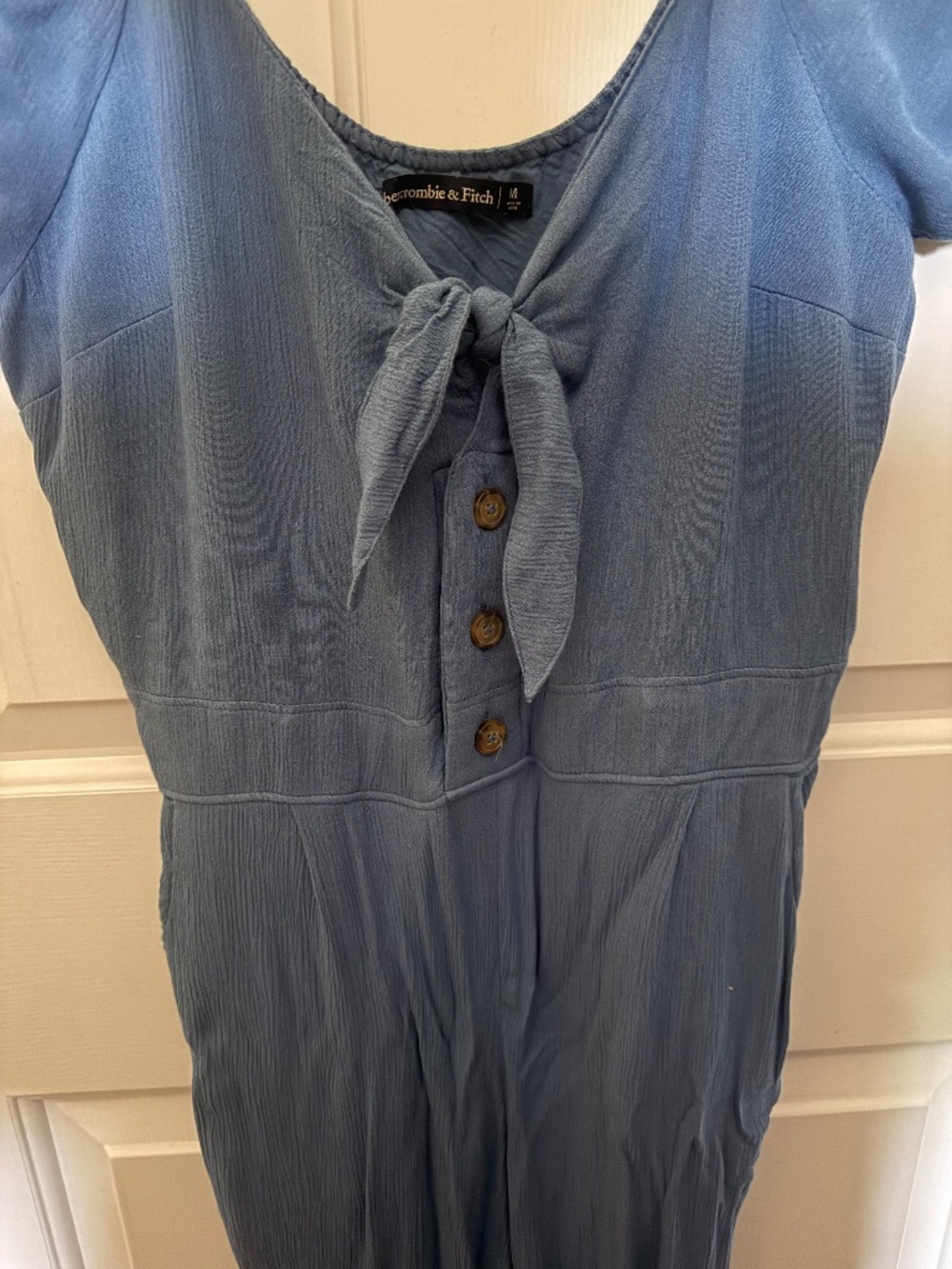 Abercrombie puff sleeve tie front jumpsuit